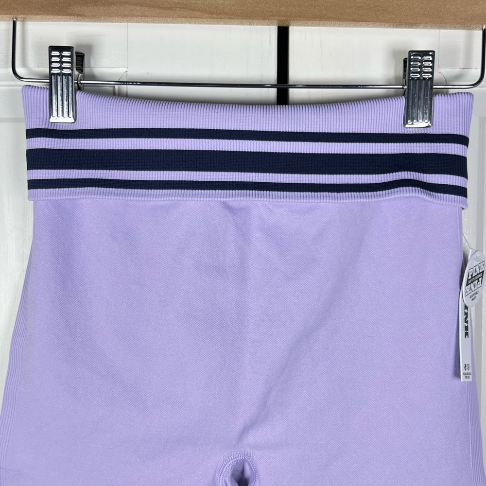 NWT PINK Fold Over Waist Leggings Lavender Color Full Length Size Small - Picture 3 of 7